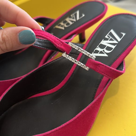Zara Hot Pink Suede Kitten Heels - Size 40 (US size 9) - Picture 3 of 12